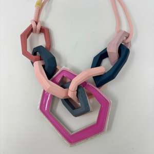 Maca Links: Links Necklace, 8 Links on a pink cord