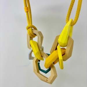 Maca Links: Links Necklace, 9 Links on a yellow cord