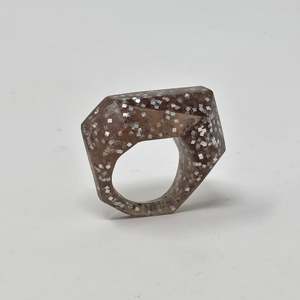 Maca Links: Inner Link Ring, Smokey Glitter and Silver