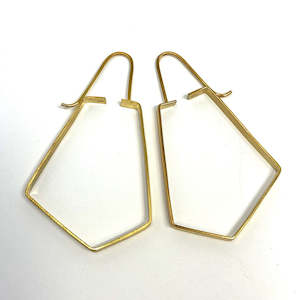 Maca Metals: Maca Metals 'NSH' Earrings, 18k Gold Plated Stg Sil, Matte Finish, Large