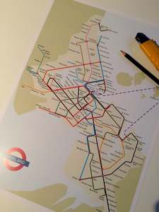 Mac Digital And Acrylic Artist: Auckland Tube - "In a Parallel Universe" - Poster Print