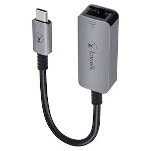 Hubs: Bonelk Long-Life USB-C to Ethernet Adapter - 15cm (Space Grey)