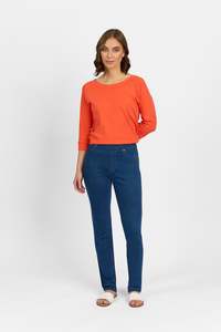 Denim: California Pull-On Jeans - Blue Wash Denim