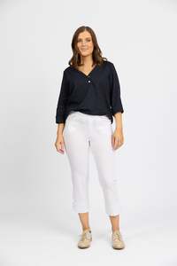 Pants: Mercy Crop in Faille - White