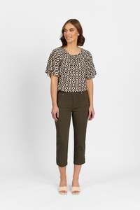 Pants: Mercy Crop in Faille - Khaki