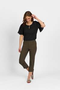 Pants: Roam Crop in Faille - Khaki