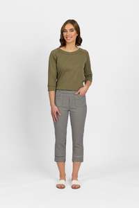 Pants: Roam Crop in Faille - Gingham