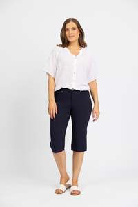 Faille: Snap Short in Faille - Navy