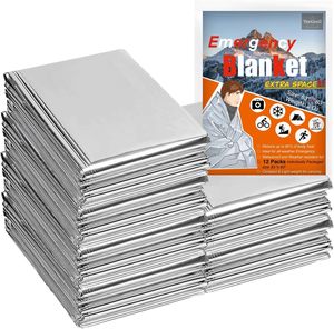 Products: 12 Packs Emergency Blanket Mylar, Survival Supplies Thermal Blankets, Reusable Mylar Space Blankets, for Bug Out Bag, Hiking, Camping Survival，Marathons or First Aid 1 (Silver, 83 L x 63 W) - Every trip essential, Now Pay Less macorjagroup
