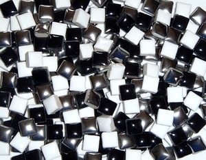 Products: Ceramic Mosaic Tiles 10mm Black, White & Bling - MACS Mosaics