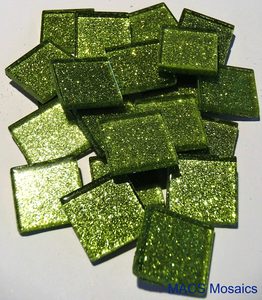 Glitter Mosaic Tiles 23mm Avocado Green - MACS Mosaics