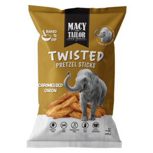 Products: Twisted Pretzel Sticks - Caramelised Onion - Macy and Tailor