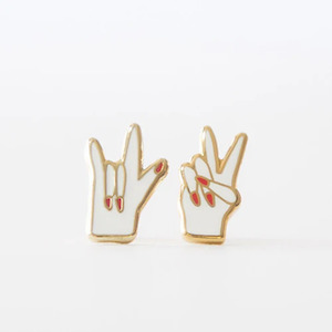 Yellow Owl Workshop 1: Asymmetrical Cloisonné Stud Earrings - Peace & Love