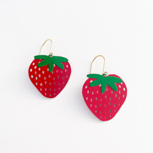 Denz Co: Midi Strawberry Earrings - Red & Green