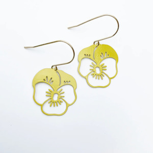 Denz Co: Mini Pansy Earrings - Yellow
