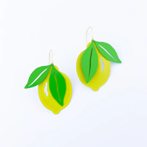 Denz Co: Midi Lemon Earrings - Yellow & Green