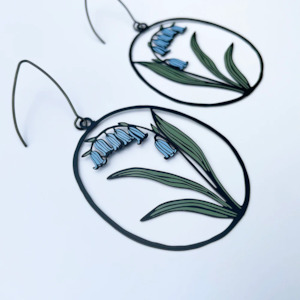 Denz Co: Bluebell Earrings - Black, Blue & Sage