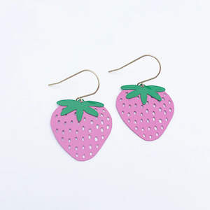 Denz Co: Strawberry Earrings - Pink