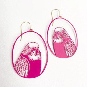 Denz Co: Budgie Earrings - Hot Pink