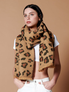 Winter Hats Scarves: Fluffy Scarf - Eris Leopard