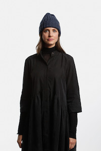 Winter Hats Scarves: Thick Rib Merino Hat - Midnight Blue