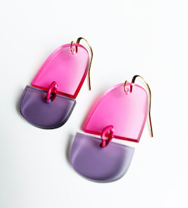 Hagen Co: Horizon Earrings - Cranberry & Grey
