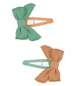 Grech Co: Hair Bow Clips x 2 - Jade & Melon