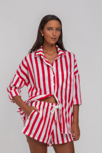 Nursing Friendly: Defiant Shirt - Red/White Bold Stripe