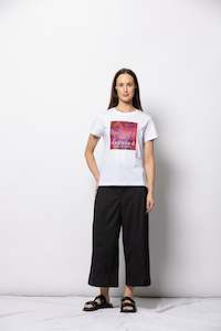 Sale 100 To 149: Abstract Floral Pink Tee - White