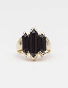 Extra Fancy Gift Ideas: 5th Symphony Knuckle Duster Ring - Gold & Black Onyx