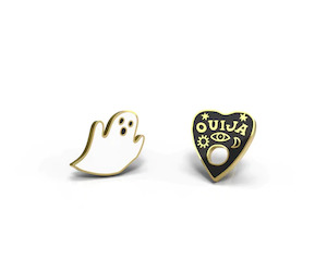 Fancy Favourite Gift Ideas: Asymmetrical Cloisonné Stud Earrings - Ghost & Ouija Board