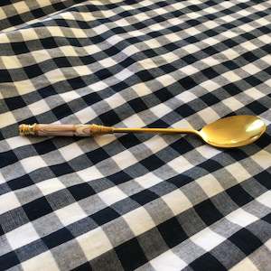 Everything Sale: Bone China & Brass Spoon - Pink Diamond