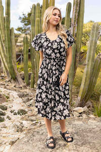 The Bay Label: Monterey Dress - Camel/Black Flower