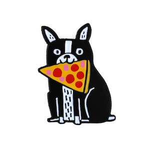 Enamel Pin - Pizza Boston Terrier