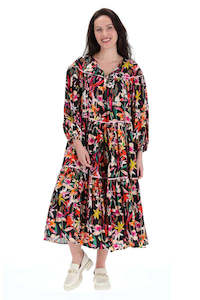 Malva Midi - Black Floral Print
