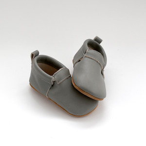 Baby Child Footwear: Leather Moccasin - Grey
