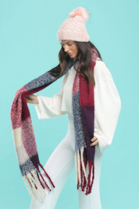 PRE-ORDER Giant Fluffy Scarf - Burgundy Sarah