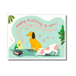 Dog Lovers: Birthday Card - Gramophone Dogs