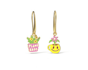 Asymmetrical Cloisonné Earrings - Plant Babe