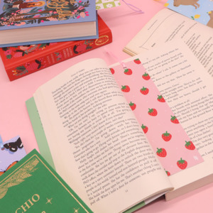Iko Iko Double-Sided Bookmark - Strawberries Pink/Blue