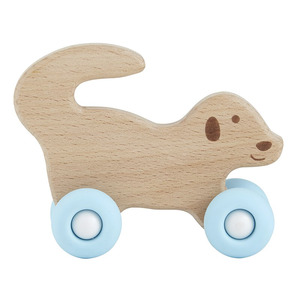 Silicone Wooden Baby Toy/Teether - Blue Dog