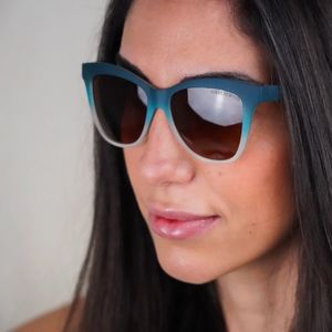 Polarized Unisex Wayfarer Sunglasses - Desert Teal Ombre