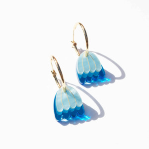 Palm Hoop Earrings - Sky Blues