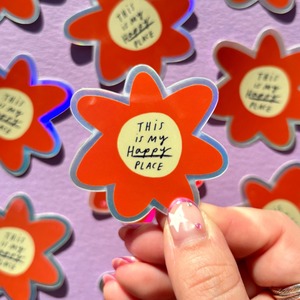 Vinyl Sticker - Holographic This Is My Happy Place Flower