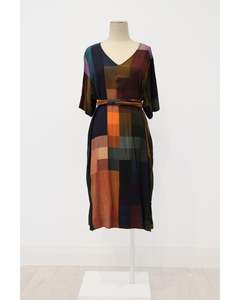 PRE-LOVED / ELK - Muted Checks Midi Dress - Sz 14
