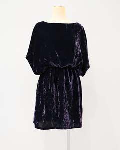 PRE-LOVED / Deryn Schmidt - Velvet Grape Batwing Mini Dress - Sz 12