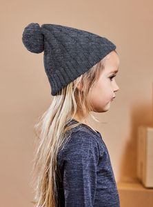 Little Flock Of Horrors: Childs Merino Pompom Beanie - Charcoal Marle