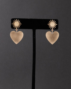 Aotearoa New Zealand Made: Bursting Star Heart Stud Drop Earrings - Short