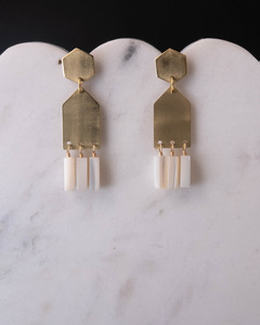 Aotearoa New Zealand Made: Hexy Stud Drop Earrings - Mother of Pearl