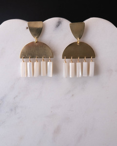 Aotearoa New Zealand Made: Arching Stud Drop Earrings - Mother of Pearl